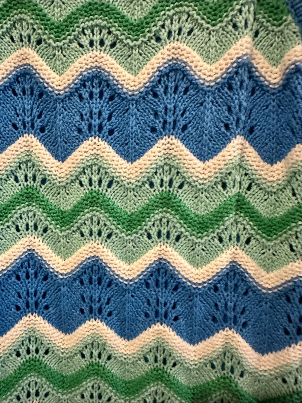 Blue, Green & White Crochet Wave Slip Dress - Picture 3 of 5